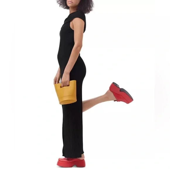 Simon Miller Asymmetric Wide Rib Maxi Dress in Black, Size M New w/Tag - Picture 2 of 8